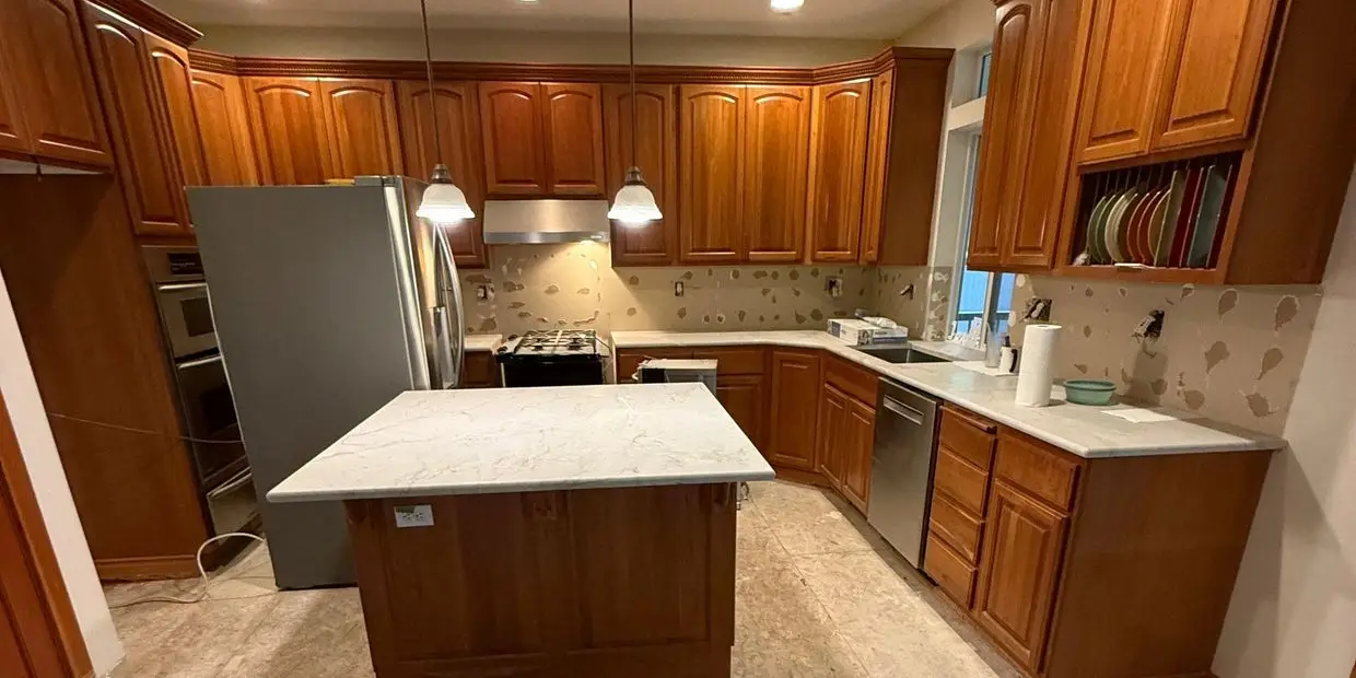Bright modern kitchen with island