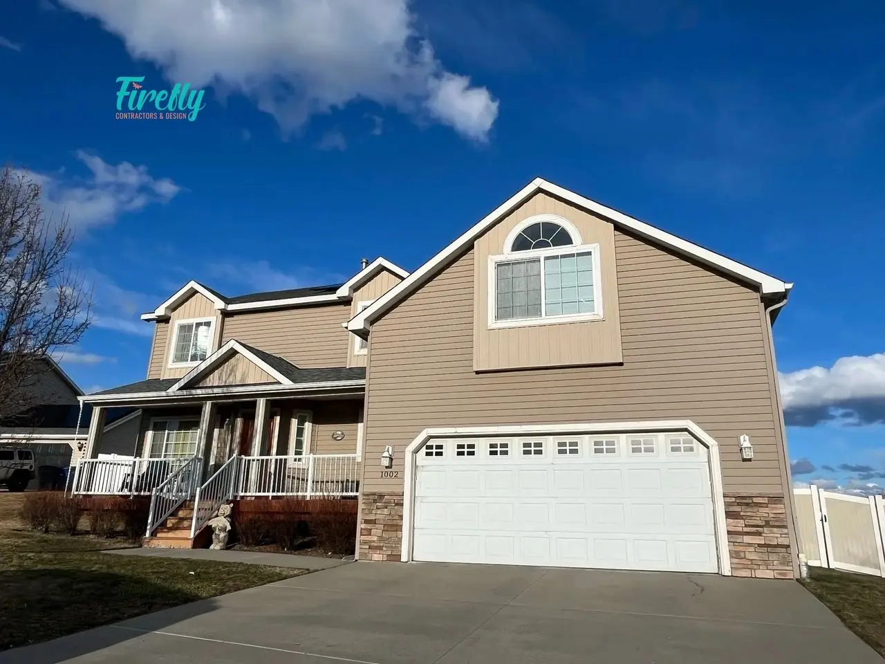 Fresh siding on a suburban home